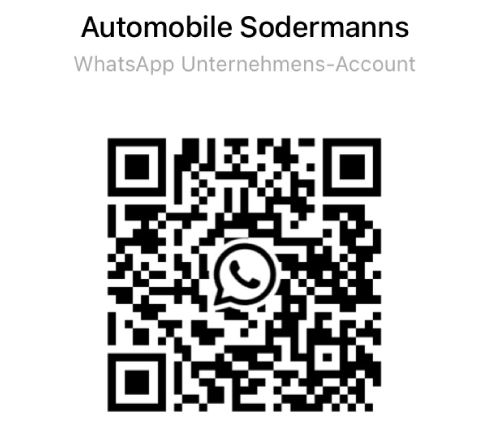 Kontakt, WhatsApp Unternehmens-Account, QR-Code, Automobile Sodermanns